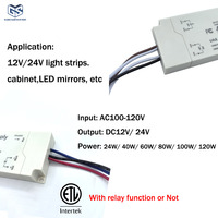 Alimentation électrique à découpage certifiée ETL DC12V/24V, driver LED pour bandes LED, transformateur d'éclairage 24W/40W/60W/80W/100W/120W en plastique