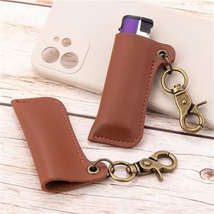 Engraved Leather <b>Lighter</b> Case Keyring Durable PU <b>Lighter</b> Holder Sleeve for Standard <b>Lighters</b> Promotional Gift for Outdoor - Product Image 1
