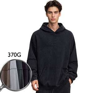 Sudadera con capucha vintage desgastada con lavado de nieve 2025 Otoño American Heavyweight Fleece - Product Image 2