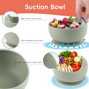 Bán Buôn BPA Free Bé Cai Sữa Giai Đoạn Đầu Tiên Cho Ăn Silicone Thực Phẩm Đồ Ăn Và Muỗng Bé Stuff Bowl Set - Product Image 4