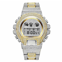 Jam Tangan Pria Blues RTS Hip Hop Tahan Air Berkualitas Tinggi Quartz Shock Digital Berlian Mewah LED 18K Emas