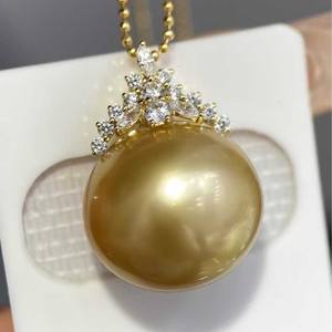 Wenchi Natural Gold Bead Pendant Strong <b>Light</b> Flawless Front 925 Sterling Silver <b>Rock</b> Sugar Set 14-13mm Complemented Silver - Product Image 3