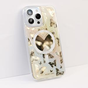 Étui magnétique pour téléphone portable de luxe de marque, petit, ondulé, électroplaqué, pour 15promax 13, papillon, miroir recyclé - Product Image 6