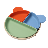 OEM/ODM Ensembles cadeaux pour bébé avec impression personnalisée Assiette à ventouse pour nouveau-né et enfants Assiette en silicone sans BPA pour les repas des enfants