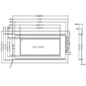 TCC LCD وحدة الرسم الصناعية cob T6963 لوحة تحكم 22 دبوس stn lcd 240x64 عرض