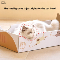 Griffoir en carton avec oreilles de chat mignonnes, coussin de griffage remplaçable, espace extra large et design de griffage vertical