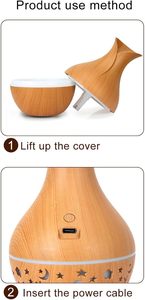 Diffuseur d'huiles essentielles à 7 couleurs changeantes Humidificateur d'air à ultrasons Grain de bois Lumières LED Diffuseur d'arômes pour la maison Vente en gros - Product Image 5
