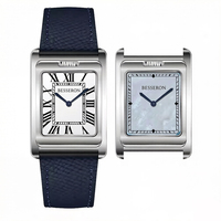 Montre unisexe à double cadran réversible, design personnalisé, logo sur mesure, étanche 3ATM, double face, bracelet en cuir de luxe, mouvement à quartz, Reloj