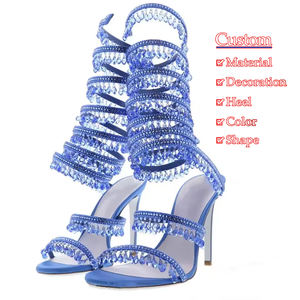 Üretici özel yüksek kalite düğün parti yılan sarılmış kristal kolye Rhinestone yüksek topuklu sandalet - Product Image 2