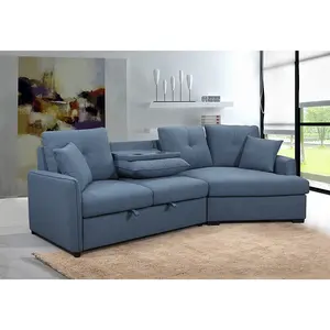 Tianhang manufacture two sitter with fold end table Surface Living Room Furniture Corner Sofa Sectional L Sofa With Chaise