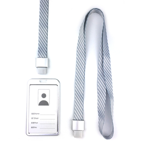 Distintivi porta carte d'identità in lega di alluminio e porta Badge con nome verticale con cordino in poliestere personalizzato - Product Image 4