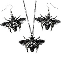 Tendance classique gothique alliage crâne tête Animal papillon insecte série collier boucle d'oreille combinaison costume exquis cadeau pour homme femmes