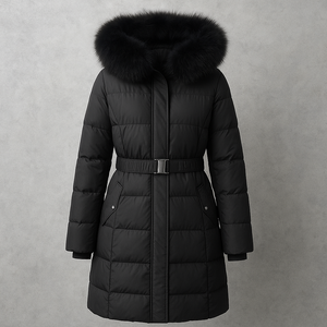 Parka d'hiver en duvet pour femmes avec capuche en fourrure détachable Conception personnalisée Vêtements d'extérieur décontractés longs avec fermeture à glissière d'approvisionnement direct d'usine - Product Image 1