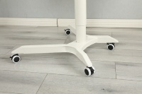 Bureau d'ordinateur portable ADA réglable en hauteur, pliable, minimaliste, avec commande pneumatique et 4 roulettes verrouillables pour la maison, le bureau et la chambre
