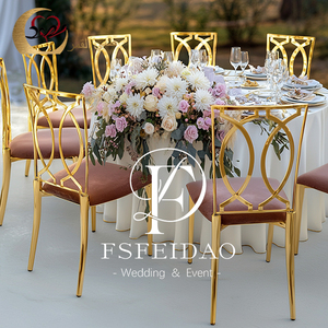 Chaises élégantes à dossier haut de gamme à cadre en acier inoxydable pour salles de mariage - Product Image 1