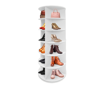 360 derece dönen çok katmanlı ev mağaza ayakkabı raf basit çanta ekran zemin ayakta plastik depolama istifleme rafları raflar - Product Image 4