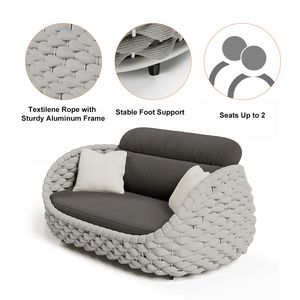 Ensemble de canapés en aluminium de haute qualité pour cour, parc et balcon, avec design moderne, matériau en rotin - Product Image 2