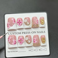 Vente en gros : Nouveauté Ongles artificiels 3D de luxe en forme de bec de canard, 10 pièces, faits main, de haute qualité, à presser, pour fêtes et mode