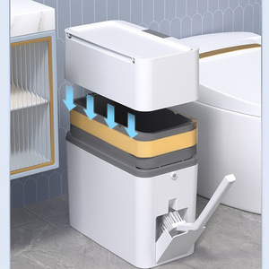 Cubo de basura estrecho con cepillo, 12L, diseño compacto para baño - Product Image 2