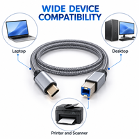 Kabel sinkronisasi data kabel cetak USB Tipe C ke USB 2.0 tipe B Kabel pemindai Printer untuk Laptop