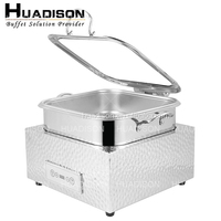 Huadison Équipement de traiteur Buffet Arabe Chaffing Plats Buffet Traiteur Réchaud électrique en acier inoxydable avec couvercle en verre