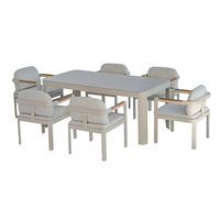Ensemble de table et chaises de jardin en aluminium au design lion moderne et confortable, avec coussins en mousse haute densité, durables et imperméables