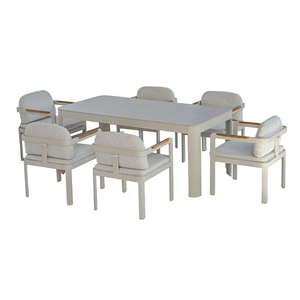 Set Moderno e Confortevole di Tavolo e Sedie <span class=keywords><strong>da</strong></span> <span class=keywords><strong>Esterno</strong></span> in Alluminio, Arredamento <span class=keywords><strong>da</strong></span> Giardino Resistente e Impermeabile per Cortile - Product Image 3
