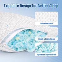 Oreiller cervical en mousse à mémoire de forme ultra-doux pour le repos du lit, oreiller ergonomique en bambou à double lit avec mousse à mémoire de forme en gel déchiqueté