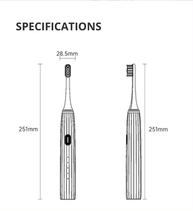 Cepillo de Dientes Eléctrico Sónico, Negro y Blanco, Recargable, Resistente al Agua IPX7, Carga Tipo C, Cerdas de Nailon Suaves, Uso para Adultos - Product Image 6
