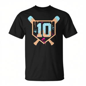 Camiseta de béisbol para cumpleaños número 10 con diseño de goteo de helado para niño de 10 años - Product Image 2