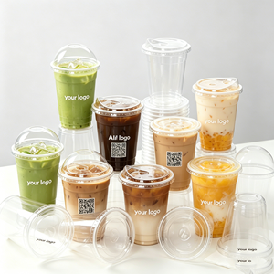 แก้วพลาสติกใส PET แบบใช้แล้วทิ้ง ขนาด 12oz/16oz/20oz พิมพ์โลโก้ได้ เป็นมิตรกับสิ่งแวดล้อม เหมาะสำหรับกาแฟแบบนำกลับบ้าน เครื่องดื่มเย็น งานปาร์ตี้ พร้อมฝาปิด - Product Image 1