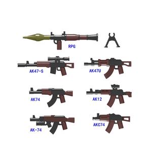 WQD002 WQD003 Juego de 8 Piezas de Accesorios de Armas de la Segunda Guerra Mundial, RPG, AK47, <span class=keywords><strong>AK74</strong></span>, AK12, AKC74, Modelo de Bloques de Construcción Coleccionables, Juguetes de Regalo para Niños - Product Image 1