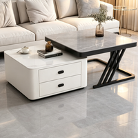Table basse moderne de dernière conception avec rangement dissimulé, ensemble pour salon, table basse extensible avec base en acier inoxydable