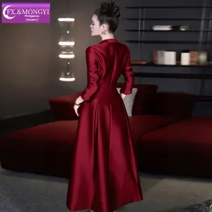 فستان أحمر مطرز للنساء من FMY، فستان شتوي راقي للمناسبات الاجتماعية، فستان زفاف وحفلات بخصر ضيق، فستان للمناسبات 68697 - Product Image 2