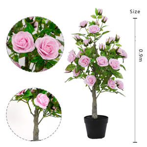 Bonsaï de roses artificielles, art floral, accessoires de mariage, bonsaï d'intérieur, décorations populaires pour vitrine. - Product Image 2