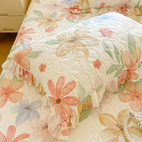 Nouvelle parure de lit florale romantique style européen 2026 avec jupe de lit en dentelle pour lit King Size