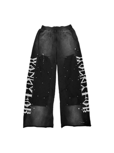 Tùy Chỉnh Đinh Tán Flare Mồ Hôi Quần Cho Nam Giới Dây Kéo Thạch Màn Hình In Nặng Cotton Baggy Pháp Terry Jogger Theo Dõi Mồ Hôi - Product Image 4