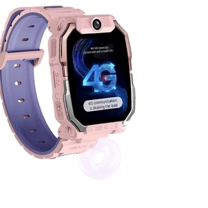 Reloj inteligente para niños LEMFO, tarjeta SIM GPS 4G, pantalla táctil, asistente de voz AI, IP68, banda de silicona resistente al agua, color rosa - Product Image 1