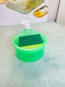 <strong>Dish</strong> Soap Dispenser with Cleaning Sponge Kitchen Liquid Soap Dispenser Sponge Caddy Pump <strong>Detergent</strong> - Product Image 2