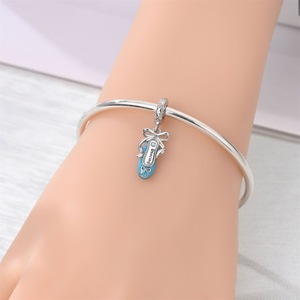 Copper Silver Plated Daily Life Sweet Themed Blue Pink Enamel CZ Charm <b>Beads</b> <b>Set</b> Fit European Bracelet - Product Image 4