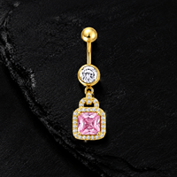 CRYSPURE Anneaux de nombril en acier inoxydable chirurgical 316L avec breloque CZ plaqué or, bijoux de corps pour piercing de nombril, idéal pour mariage