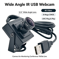 Mini webcam 4K Ultra HD avec capteur CMOS 8 mégapixels, USB OTG UVC, grand angle, caméra IR pour diffusion en direct, conférence, surveillance de sécurité