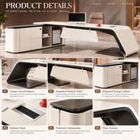 Bureau de direction moderne de luxe en forme de L, noir et blanc, avec design incurvé pour le bureau du PDG ou du directeur, mobilier de bureau