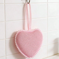 Sac à savon épais en maille aérée, forme nuage et cœur, avec fermeture sécurisée, pochette à savon pour le bain