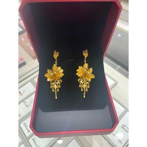 Pendientes GOODCARE de borla de loto paralelo con flor y luna doradas de estilo antiguo, lujo salvaje de alta gama para bodas - Product Image 4