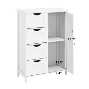 White Bathroom <b>Storage</b> Cabinet Floor Cabinet With Adjustable Shelf And <b>Drawers</b> - Product Image 3