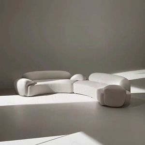 Canapé Courbé <span class=keywords><strong>en</strong></span> Tissu Crème Design - Salon Moderne Hôtel Familial - Combinaison Simple et Créative - Product Image 1