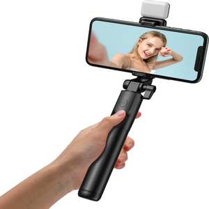 Perche à selfie portable sans fil longue portée H1S avec trépied et anneau lumineux LED - Product Image 2