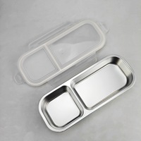 Boîte à lunch Bento en acier inoxydable pour adulte sans BPA Conteneur de stockage de nourriture étanche à 3 compartiments pour le bureau au micro-ondes