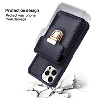 Étui de téléphone portable en cuir PU avec béquille et bandoulière pour iPhone 11 12 13 14 15 16 XS XR Pro Max avec porte-cartes